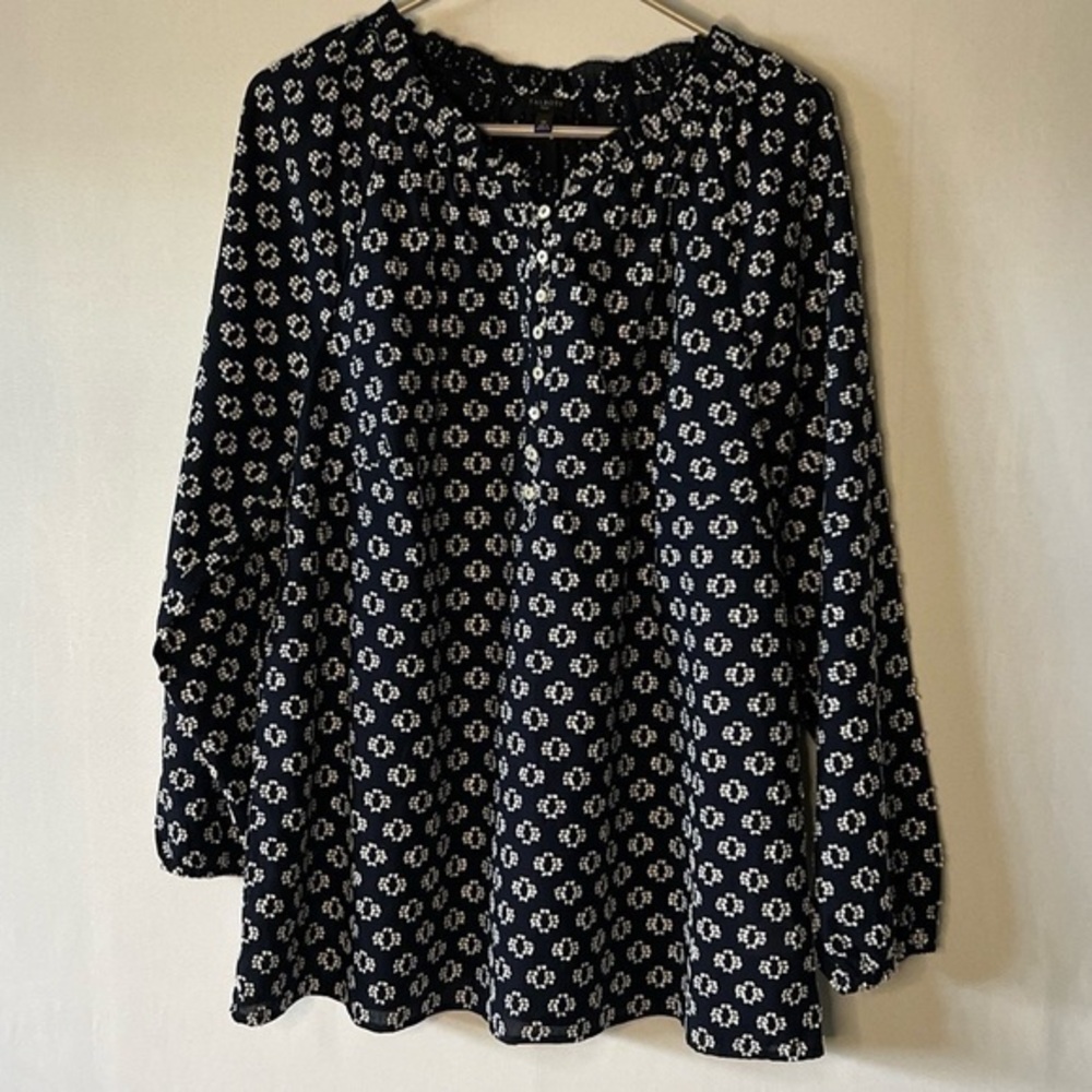 Talbots Plus  Women’s Shirt Size 1X Ruffle Collar Trim Half Button Top